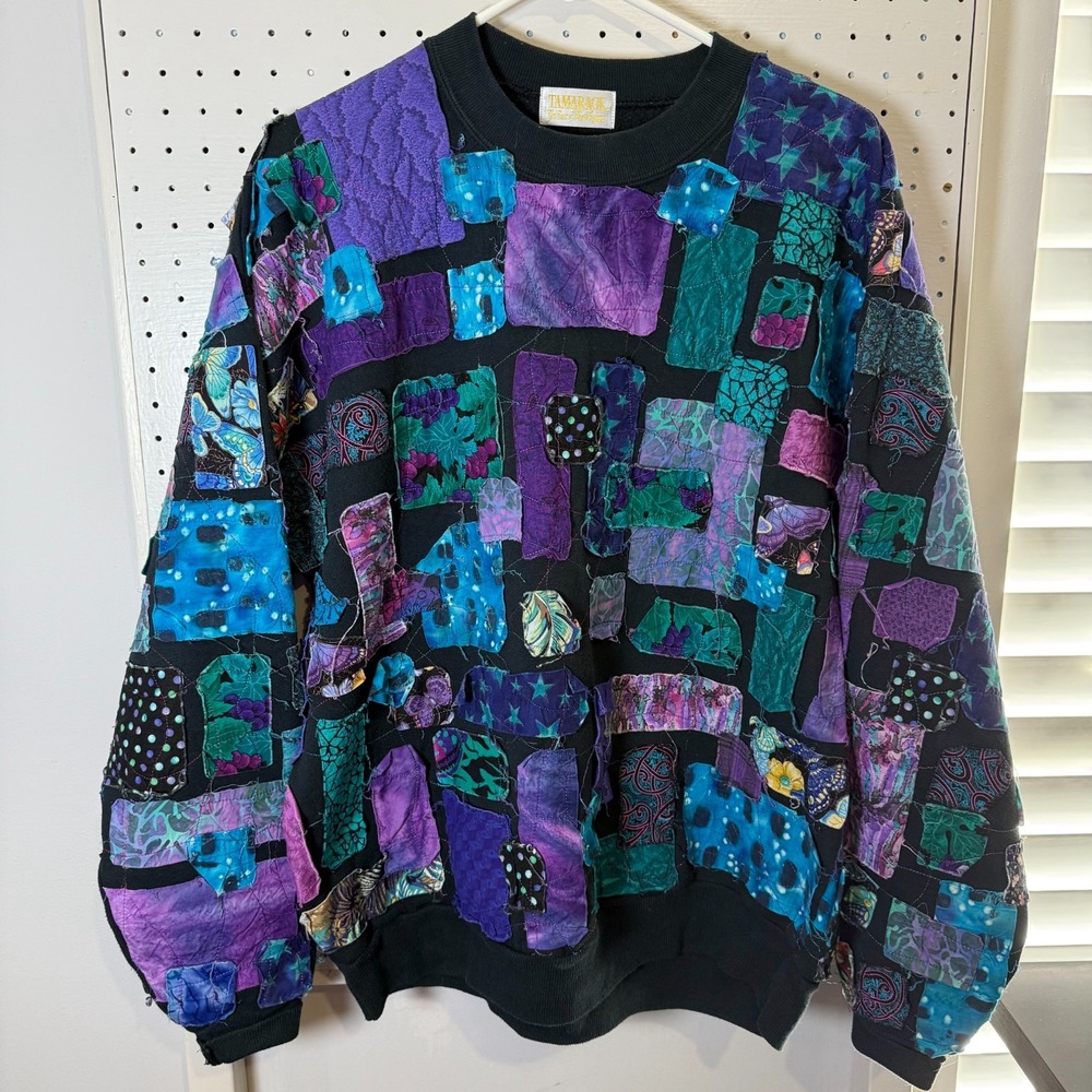 Vintage 90s Tamarack Best of West Virginia Vibrant Sweatshirt‎ Men's Patchwork